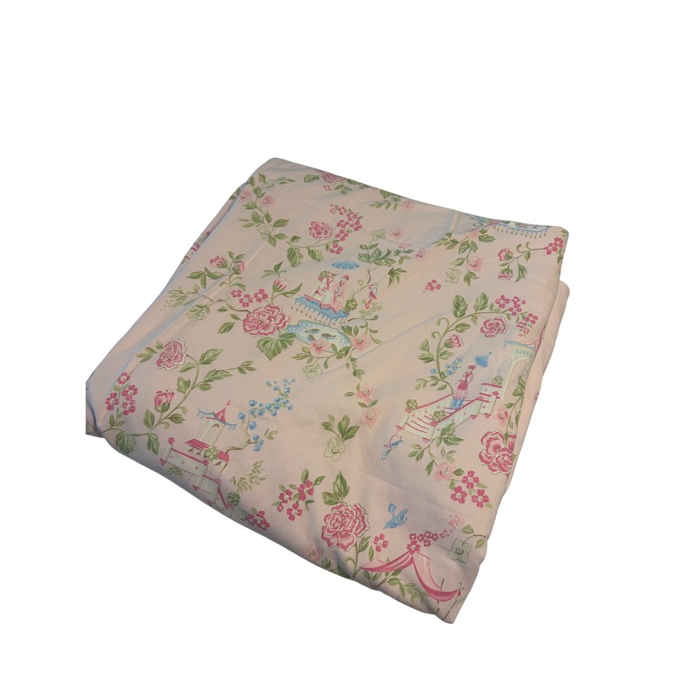 Pottery Barn Kids Duvet Cover Full/Queen Pink Chinoiserie Floral Toile Cotton